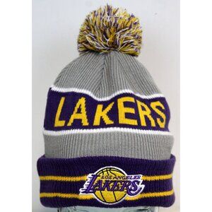 New Era LA Lakers Fleece Knitted Beanie Basketball Warm Winter Soft Embroidered